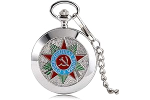 MOXUAN STORE Reloj de bolsillo para hombre de plata Rusia soviética, martillo, insignia comunismo, relojes de bolsillo, collar vintage retro regalo para hombres