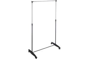 KING COLLECTION King Home S1407130 Stender Singolo Con Ruote, ‎Nero, 81 X 40 X 90/160 Cm