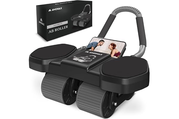 Amonax Maghjul, bukhjul med fyra hjul, Ab Roller med armbågsstöd, automatiskt studsande maghjul, styrketräningshjul för hemme