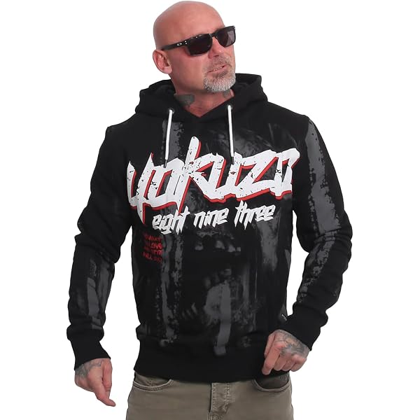 YAKUZA Herren Splash Allover Hoodie – Lässiger Kapuzenpullover Mit Allover-Print, Seitlichen Taschen