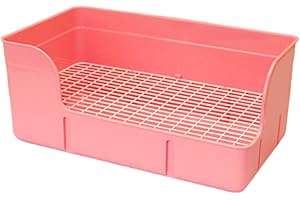 LOVIVER Lettiera per Conigli, Toilette per Animali Domestici, vasino, vaschetta per pipì, griglia per lettiera, Toilette angolare per ratti, furetti, Conigli, Rosa