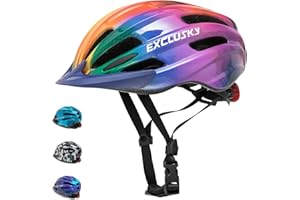 Exclusky Casco da Bici per Bambini, Casco da Bici per Bambina Ragazze con Luci con Visiera per Scooter BMX Scooter Roller Ride (5-13 Anni)