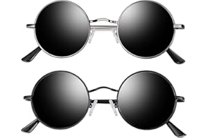 Joopin Redondas Gafas de Sol Hombre y Mujer Polarizadas Estilo Steampunk Retro Vintage Círculo Marco Metálico UV400 Protección