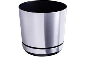 KORAD Blumentopf/Übertopf gebürstetes Aluminium 21 cm - Pflanzkübel aus Hochwertiger Kunststoff - Dekorativer Topf für Pflanzen