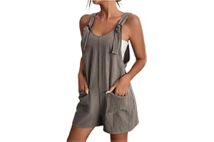YIzdegg Overall dam sommar korta hängselbyxor casual ärmlös jumpsuit bomull linne hängselbyxor eleganta lätta shorts i ett stycke mode arbetsbyxor med fickor playsuit sport sparkdräkt