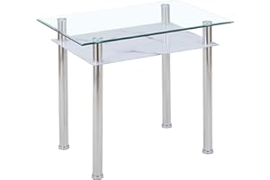 ‎EURO TISCHE Euro Tische HOOZ Esstisch Glas mit 6mm Sicherheitsglas & Facettenschliff - Glastisch als Esszimmertisch/Küchentisch (90x60x75cm, Marmor weiß)