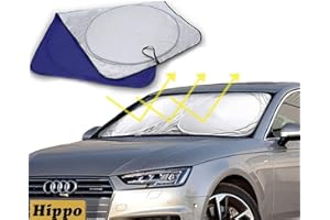 Big Hippo Pare Brise Soleil,Pare Soleil Voiture Pare Brise Avant,Protège Le Pare-Soleil de Protection Contre Les Rayons UV du Véhicule,Taille Flexible pour Voiture, VUS, Camion - 160 * 90cm
