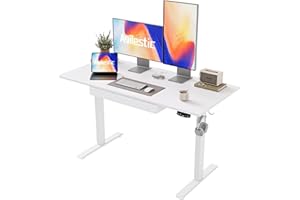 ‎AGILESTIC Agilestic Elektrischer Stehschreibtisch mit Schublade, höhenverstellbarer Schreibtisch, Ergonomischer Stehschreibtisch 120 * 60 aus Holz, mit Memory-Voreinstellungen für Arbeit Heimbüro, Weiß