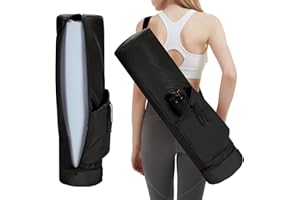 sportsnew Sac Tapis Yoga Femme Sac de Yoga à Pleine Fermeture Compartiment Humide Indépendant et Poche pour Bouteille d'eau Bandoulière Réglable