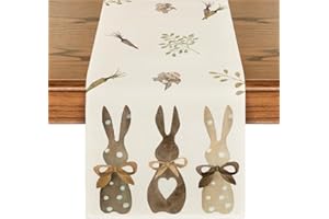 Artoid Mode - Chemin de table de Pâques - Motif lapin, carottes, joyeuses Pâques - Lavable, moderne - Décoration de printemps, cuisine, table, intérieur et l'extérieur, vacances, salon, fête - 40 x