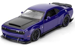 FEXXA Hellcat 1:32 Scale Dodge Challenger Die-Cast Metal Toy Model Car for Kids - Pull Back Mechanism, Birthday Gift for 3+ Year Old Boys (Hellcat Blue)