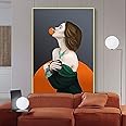 INJOY HOME DECOR Canvas Print Wall Art Gold Alloy Frame Luxury Girl with Bubble Gum Picture Prints Luxury Creative Picture 40cm x 30cm (16 inches x 12 inches)