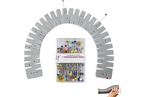 FUFUPAW Règle de repassage résistante à la chaleur, règle courbée, règle de repassage résistante à la chaleur, kit d'outils de couture en silicone gris, avec 1 règle à repasser et 1 boîte d'aiguilles colorées