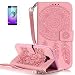 Produktbild ISENPENK Samsung galaxy A510F/A5(2016) Duos/A5(2016)Hülle Leder Flip Bookstyle Cover Shockproof Wasserdicht Protection Case,Campanula Muster Pattern Fügen Sie exquisite Blumen und Diamanten PU Leathertasche mit Intern Karte Schlitz,Anti-Sturz Stoßfest Entwurf Stoßdämpfend Triangle Hemming Schutzhülle mit Standfunktion Wallet Brieftasche für Samsung galaxy A510F/A5(2016)Duos/A5(2016) 5.2Zoll-[rosa]+Panzerglas Folie Displayfoile Displayschutzfolie