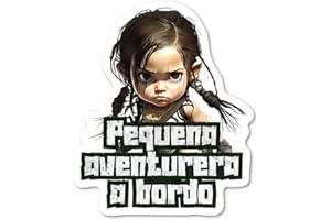 FFRAME Pegatina coche bebe a bordo aventura 13x15cm vinilo facil de pegar, bebe a bordo, pegatina coche, camion, autocaravana