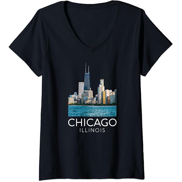 Urban Backwoods Chicago Skyline Women's T-Shirt - Premium Cotton, Photo-Realistic Print