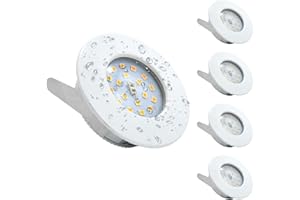 Wondlumi 4X Recessed Ceiling Light Ultra Slim Waterproof 5W Spot Lights Ceiling, IP44 Bathroom Downlights Warm White 500LM Kitchen Spotlights 240V