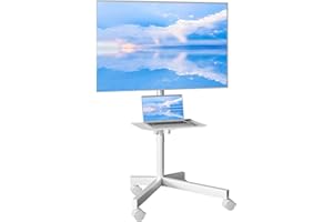 BONTEC Soporte TV Ruedas para TV de 23 a 60 Pulgadas de Plasma/LCD/LED, Soporte TV Pie con Estante para Portátil, Soporte Pie TV Móvil con Altura Ajustable de hasta 25 kg. Máx VESA 400 x 400 mm