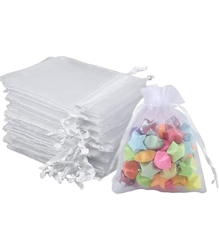 60 Pochettes Cadeaux En Organza Blanc 12x9 Cm - Sacs à Cordon Pour Bijoux, Bonbons, Petits Cadeaux - Mariage, Noël, Anniversaire