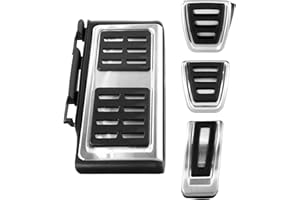 QWORK® 4 Stück Edelstahl Bremsfußstütze Pedalkappen Set, Bremse Fußpedal Accelerator Abdeckung, Kompatibel mit Golf 7, VW, Passat B8 Manuellen Version