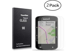 Youniker 2 Pack for Garmin Edge 520 Plus Screen Protector Tempered Glass For Garmin Edge 520 Plus GPS Bike Computer Screen Protectors Foils 9H Anti-Scratch Anti-Fingerprint Bubble Free