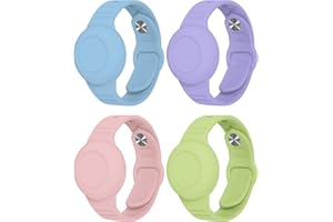 BXKM 4 Pack Waterproof Silicone Apple AirTag Holder Wristband, Adjustable AirTag Bracelet for Kids, Anti-Lost Apple Air Tag Holder for Hiding GPS Tracker