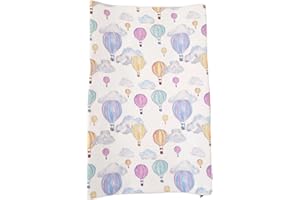 The Gilded Bird Wedge Baby Changing Mat w/Raised Sides, Change Pad, 69cm x 44cm, Extra Thick, Wipeable (Balloon Festival White)