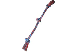 MAMMOTH PET PRODUCTS Mammoth Flossy Chews Corde à mâcher colorée à 3 nœuds – Jouet à Tirer en Coton et Polyester de qualité supérieure pour Chiens – Jouet interactif à mâcher pour Chiens de Grande à XL – Taille XL : 91,4
