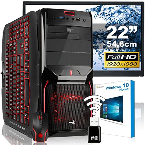 AGANDO Silent Gaming PC-Komplettpaket | Intel Core i7 4790 4x 3.6GHz | Turbo 4.0GHz | AMD Radeon RX 460 4GB | 8GB RAM | 1000GB HDD | DVD-RW | USB3.0 | 55cm (22") TFT | Gaming-Tastatur | Gaming-Maus | WLAN | Windows 10 | 36 Monate Garantie | Computer für Multimedia, Gaming, Büro/Office