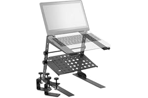 TIGER Stojak na laptopa tygrys z półką - regulowany stojak DJ, czarny, LEC18