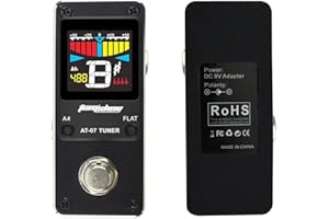 AUPHY Tom'sline Engineering Pedal Tuner AT07 Chromatic for Guitar and Bass (4-6 strings) High Definition Color Screen Pitch 430-450Hz 4 Flat Options True Bypass Nano Size(9V power supply not included)