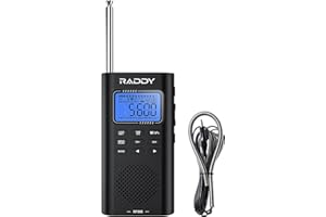 Raddy RF886 Radio Portátil de Onda Corta Pequeña Radio Am/FM/SW/UKW Radio Digital, Radio con Batería y Altavoz BT, 3 M Antena Externa