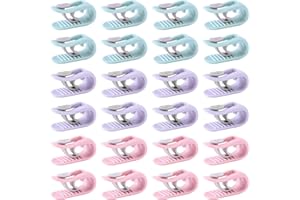 saijer Clips Housse Couette,24 Pièces Clips Couette A Haute Elasticité Clip Drap Lit sans Aiguille Ménager Antidérapant Les Couettes Draps Lit Rideaux Empêcher Décalage(Bleu Rose Violet) PLJ-BZGDQ-24