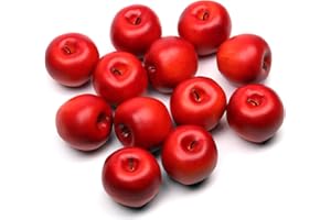 GlamRays Paquete de 12 manzanas artificiales, manzanas de frutas falsas de 3 pulgadas, frutas falsas para decoración de mesa de cocina, decoraciones de vacaciones, accesorios de fotos (rojo)