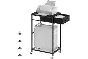 CADUKE Computer Stand 2 Tier PC Stand Black CPU Tower Storage Cabinet Modern Printer Stand with Wheels Under Desk for Office Study Room