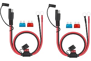 Dongge 2 PCS SAE Connector Motorcycle Battery Charger SAE Charging Cable SAE Quickly cuts The Plug to The 12V Ring Terminal Fuse Suitable for Charging Motorcycles Tractors Cars etc