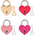 4 Pack Heart Shape Lock Key Padlock Mini Heart Locks with Keys Heart Metal Padlock Alloy Heart Lock with Keys for Baggage Diary Jewelry Box, 4 Colors