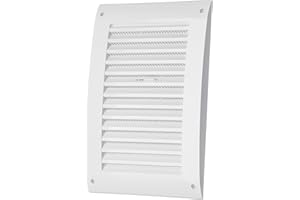 LIRAST 170x250mm Blanche Réglable Grille de Ventilation en Plastique - Grill D'aération avec Moustiquaire