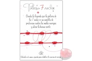 DIVINO REGALO 2 Pulseras 7 nudos hilo rojo + piedra natural sorpresa | Amuleto de la suerte | Mal de ojo y protección | Pulsera de amistad | Ideal para parejas | Ajustable | De calidad | Hechas a mano en España.