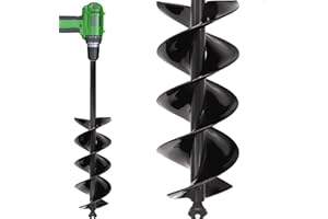 SYITCUN Garden Auger Drill Bit for Planting 8X42cm,Solid Shaft Planting Auger Bulb Planters,Long Handle Hole Digger Post Auger,Heavy Duty Garden Auger Spiral Drill Bit,Upgraded