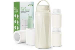 JOTOO Portable Breast Milk Cooler - 24H+ Freshness 360° Cooling,650ml BPA-Free Insulated Breastmilk Storage Bottle with Leak-Proof, Pumping Essentials for Moms for Travel/Office (Off White)
