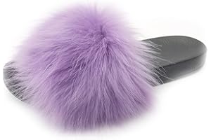 Xsclpomddy Kids Artificial Fur Sandals Slides Soft Comfy Lightweight Furry Faux Fox Fur House Slippers for Girls