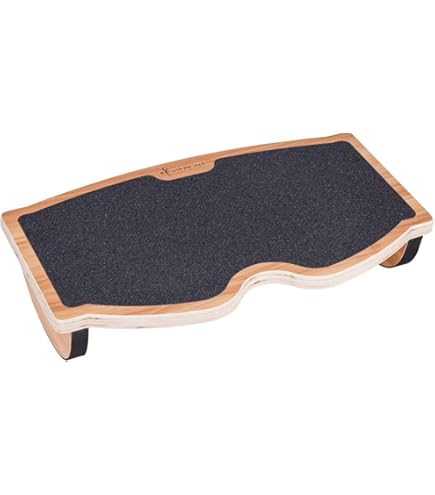 Smusei 2 Poggiapiedi Da Scrivania In Legno Inclinabili - Ergonomici Con Tappetino Antiscivolo - Marrone Vintage - 2