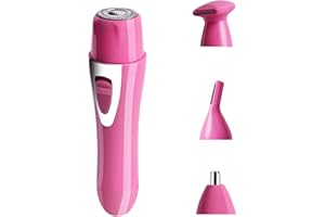 SENDERS Elektrischer Damenrasierer 4 in 1 Frauen Trimmer USB Wiederaufladbar Bikini und Körper Trimmer Gesichtshaarschneider Nasentrimmer Augenbrauentrimmer Haarschneider Rasur für Damen (Rosa)