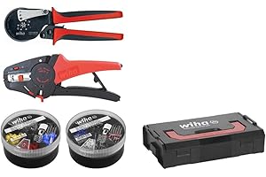 Wiha Herramienta pelacables y crimpadora, juego de 5 unid. con extremos de cable 500 ud. codificación por colores DIN en L-Boxx Mini (43987)