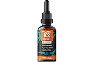 ‎PROFUEL Vitamin K2 Tropfen hochdosiert 1800x (50ml) - 200 µg Vitamin K2 MK7, Pharmaquinone® Premium Vit. K2 hochdosiert mit 99,7+% all-trans-Gehalt - laborgeprüft mit Zertifikat - 100% vegan