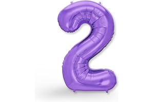 FUNXGO Palloncino Numero 2 Viola - Palloncini Compleanno 2 Anni - Palloncino 2 Anni Compleanno - Decorazioni Compleanno - Feste Decorazione di Compleanno Palloncino 2 Viola - Vola con l'Elio (Viola 2)