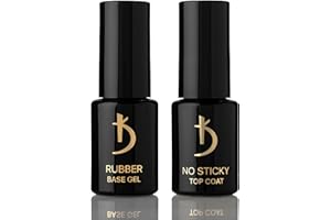 Kodi Professional Rubber Base & No Wipe Top Coat Set Gel Polish Soak Off UV/LED, Base coat et top coat set vernis à ongles gel manucure pour des ongles durables (24 ml)