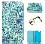 Étui en PU Cuir pour Apple iPhone SE / 5 / 5S(4.0 pouces) Housse Coque Pochette Portefeuille Cuir Coque Strass Case Etui Silicone Etui Coque Case Protection Housse de +Bouchon de la poussière Tour Eiffel #N (16)