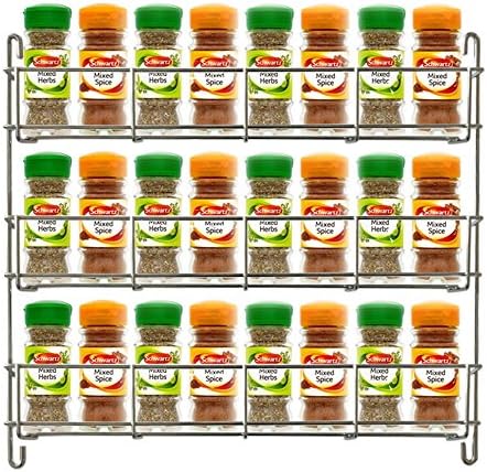 Chrome Spice Herb Jar Rack Holder Kitchen Cupboard Door Storage Shelf 3 Tier